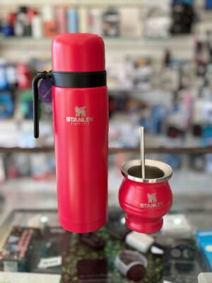 SET TERMO CON MANIJA 1LTS + MATE STANLEY ROJO