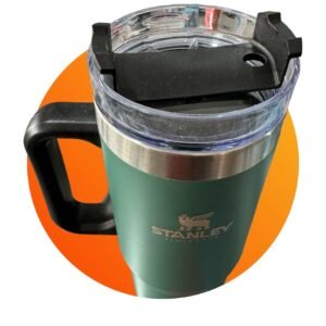 VASO TERMICO SIMIL STANLEY CON TAPA PLASTICO 900ML VERDE INCLUYE BOMBILLA - Imagen 2