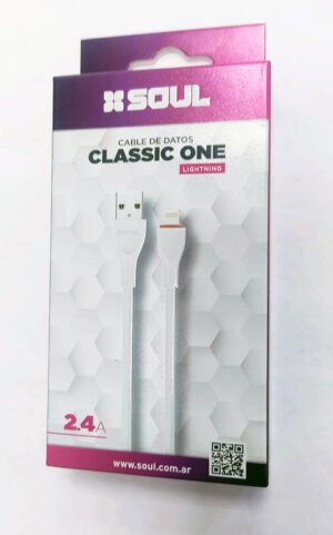 CABLE USB A IPHONE SOUL CLASSIC ONE 1MTS 2.4A