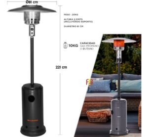CALEFACTOR LUQSTOFF EXTERIOR HONGO ESTUFA GARRAFA 10KG