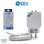 CARGADOR  IBEK V8 DOBLE USB 4.8A CABLE MICRO USB