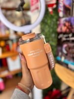VASO TERMICO COFFEE CON TAPA Y PICO  500ML NARANJA